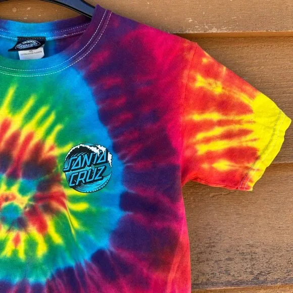 Santa Cruz Kids Tie-Dye T-Shirt Medium 10-12 100% Cotton Short Sleeve Colorful D - Picture 6 of 13